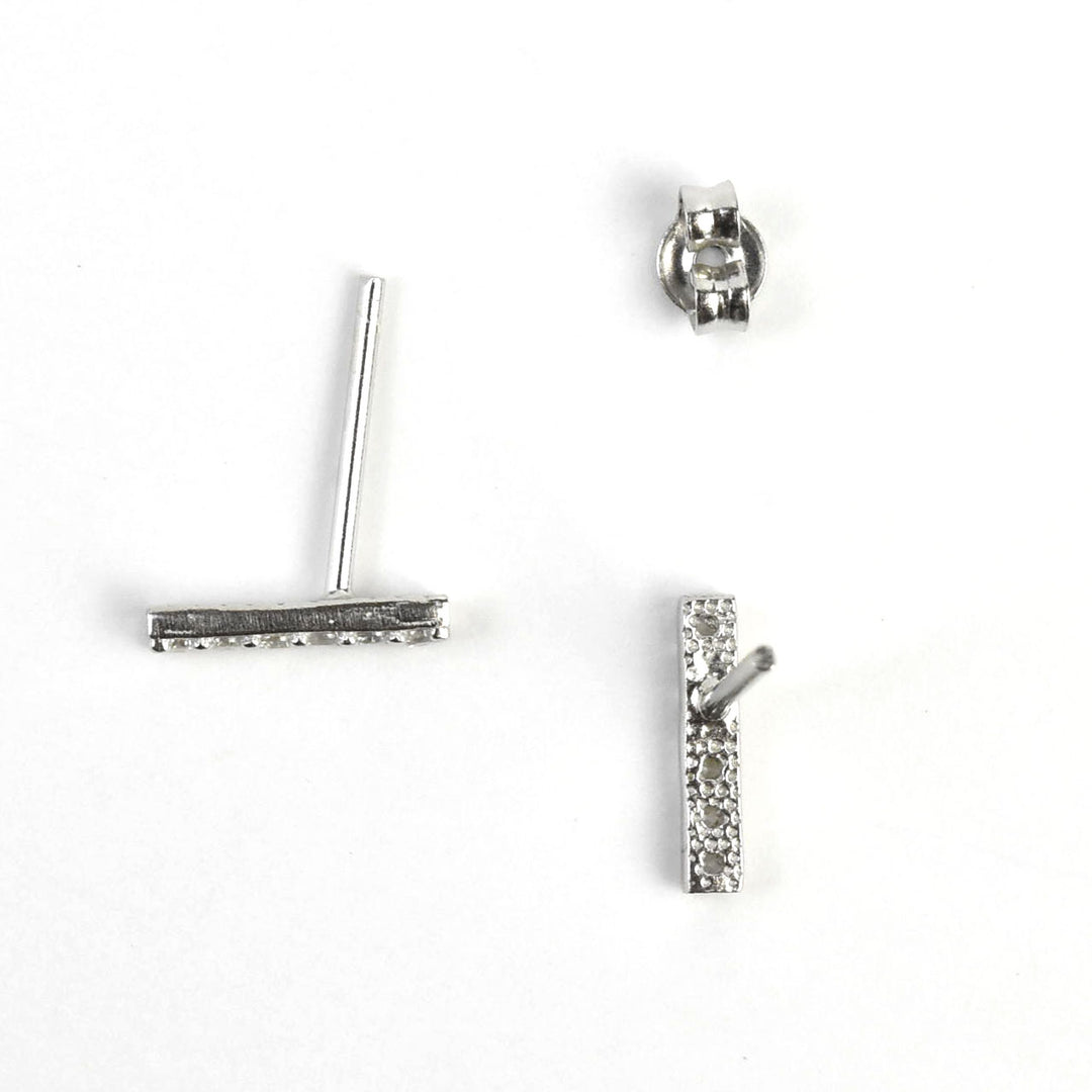 Crystal Encrusted Bar Studs - Goldmakers Fine Jewelry
