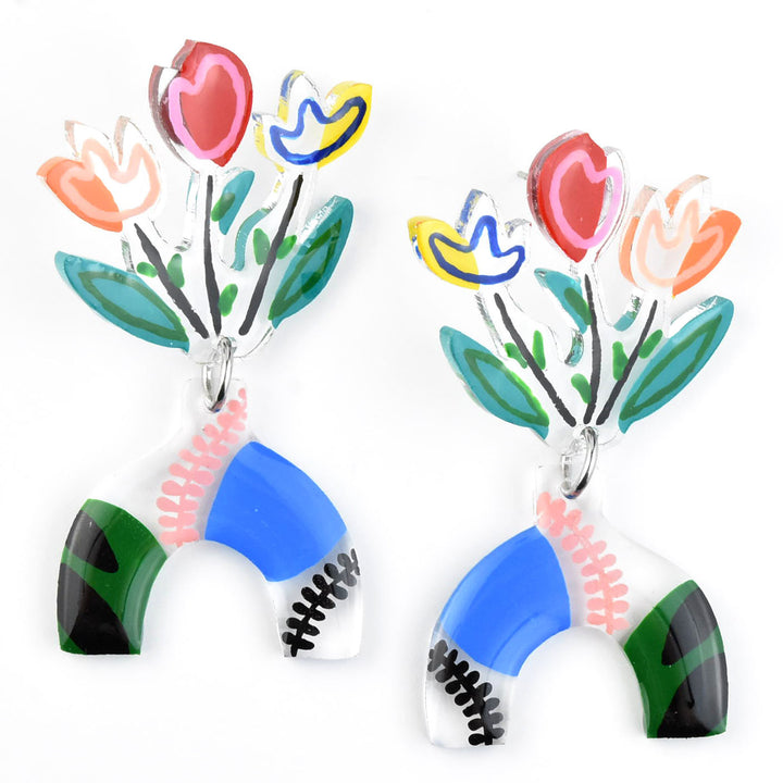 Abstract Art Flower Vase Earring