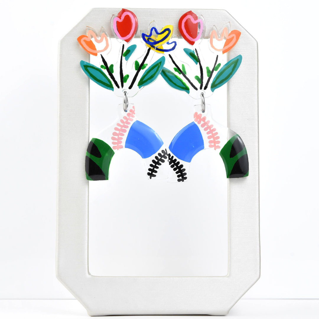 Abstract Art Flower Vase Earring