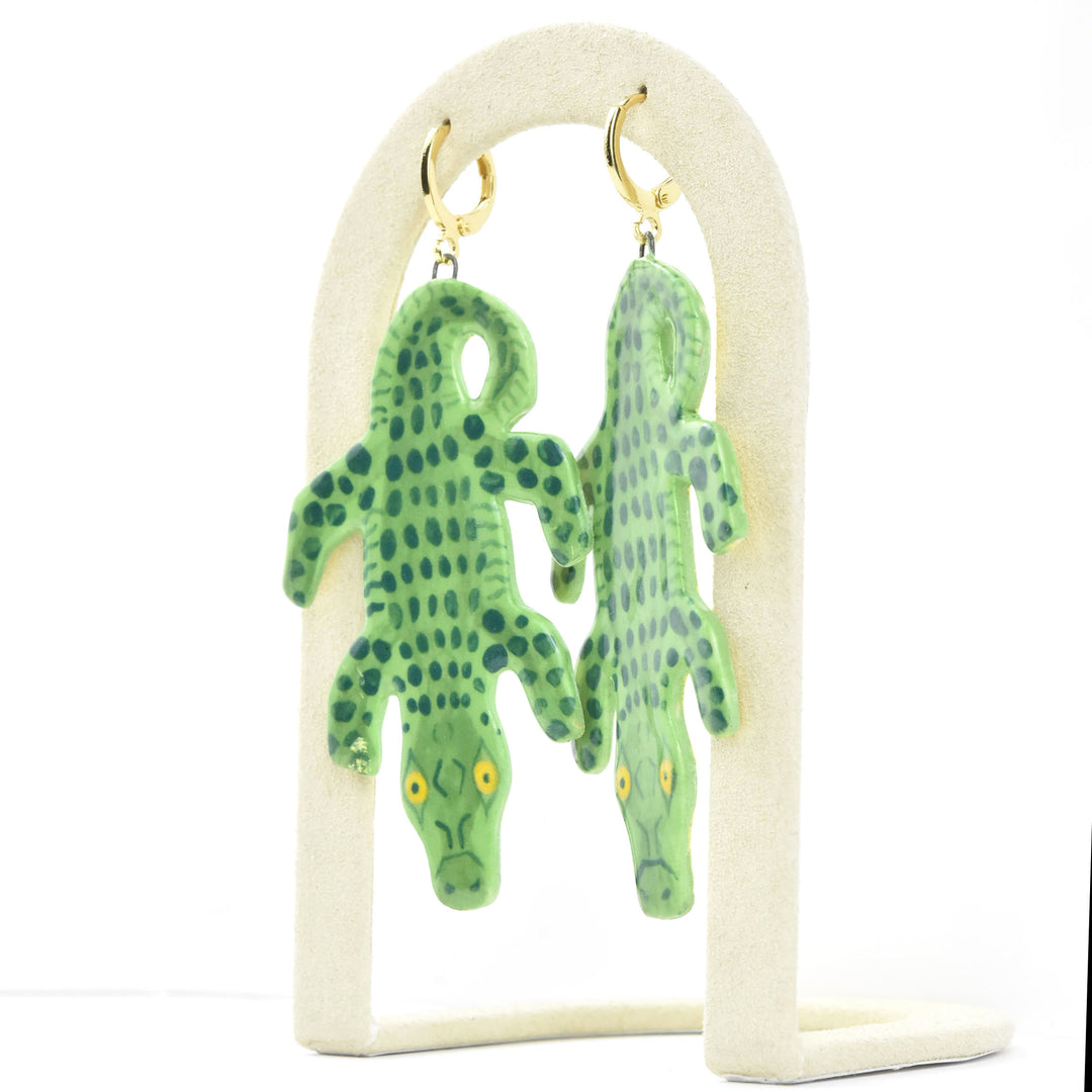 Alligator Statement Earrings - Goldmakers Fine Jewelry
