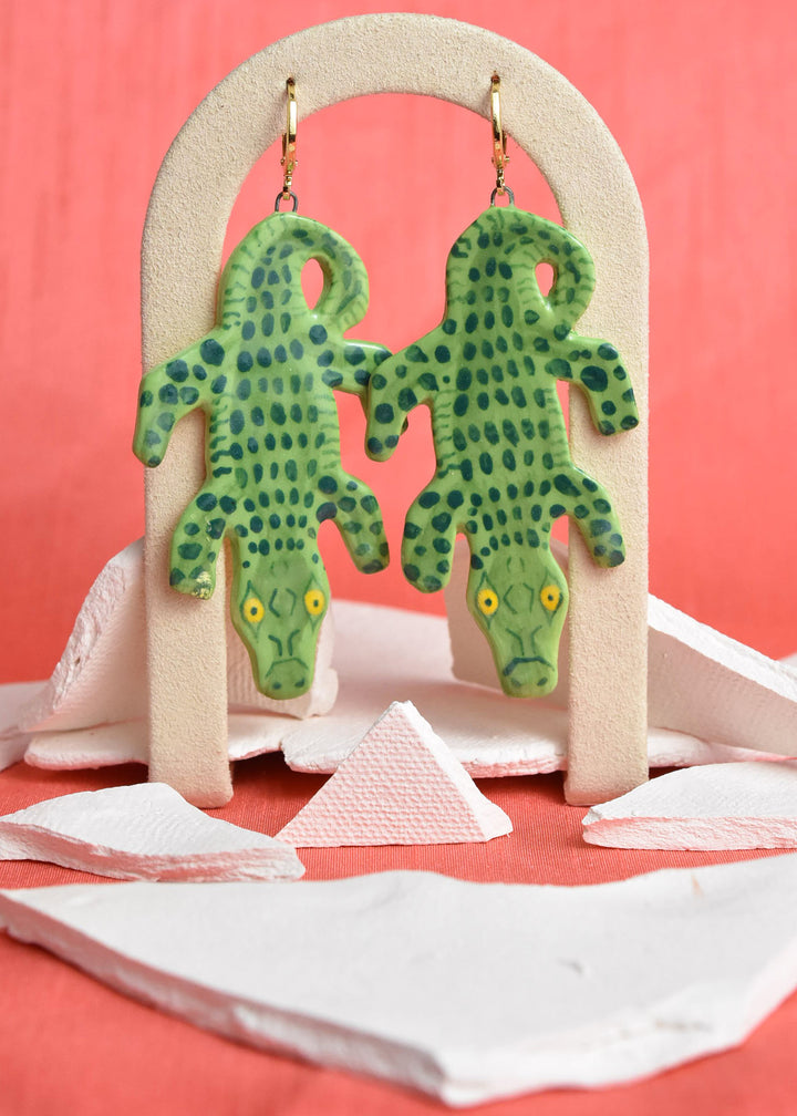 Alligator Statement Earrings - Goldmakers Fine Jewelry