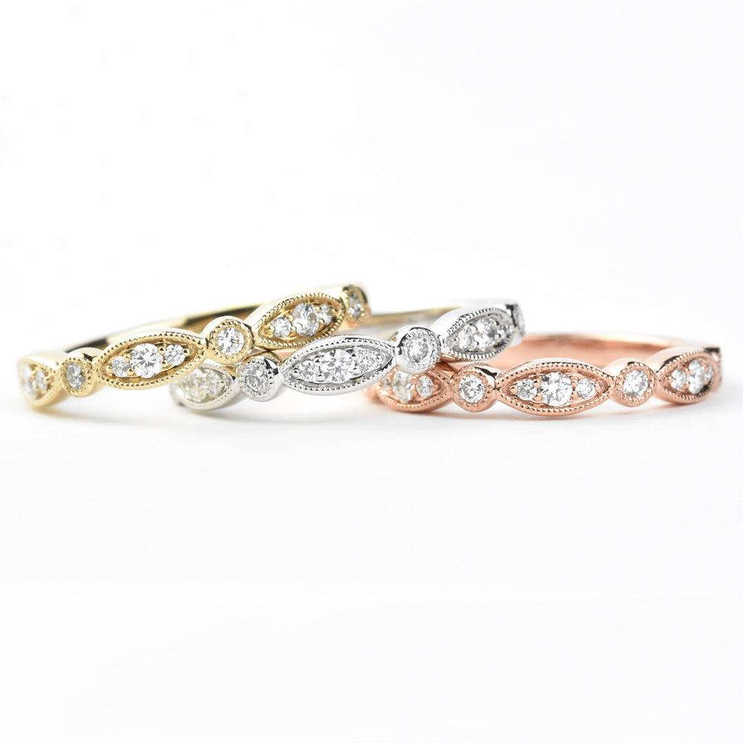 Diamond Almond Band in 14k Rose Gold - Goldmakers Fine Jewelry