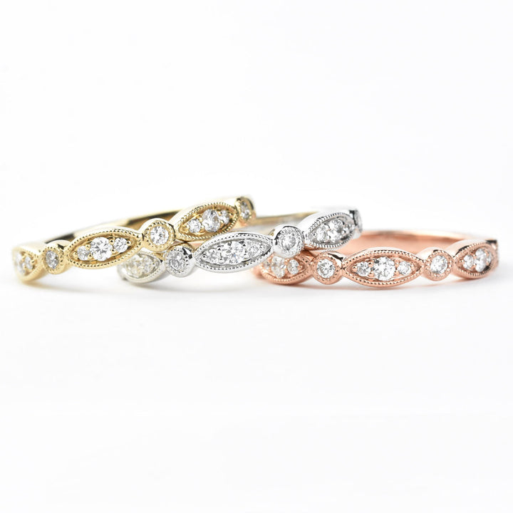 Diamond Almond Band in 14k Rose Gold - Goldmakers Fine Jewelry