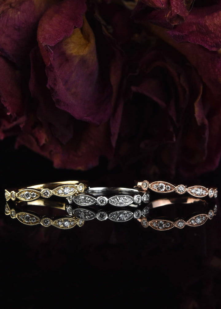 Diamond Almond Band in 14k Rose Gold - Goldmakers Fine Jewelry