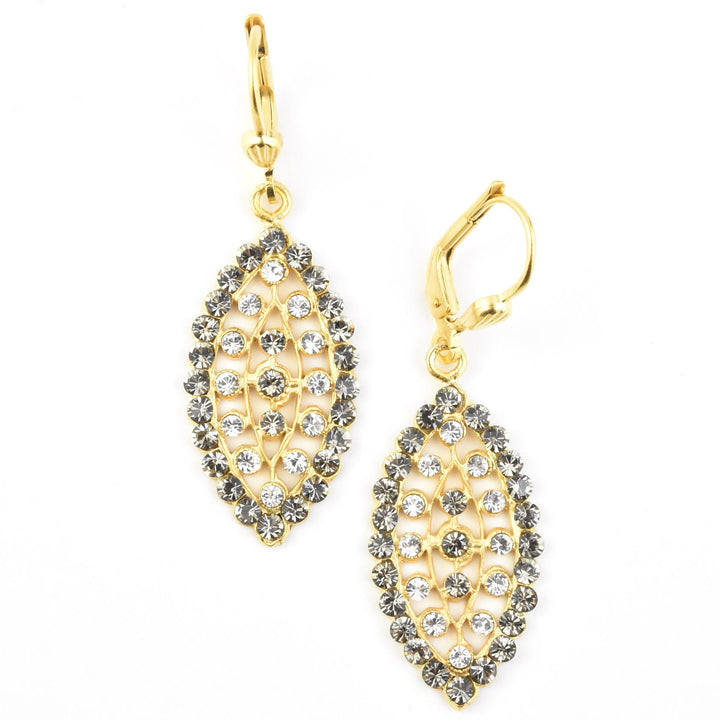 Crystal Almond Earrings in Grey Tones