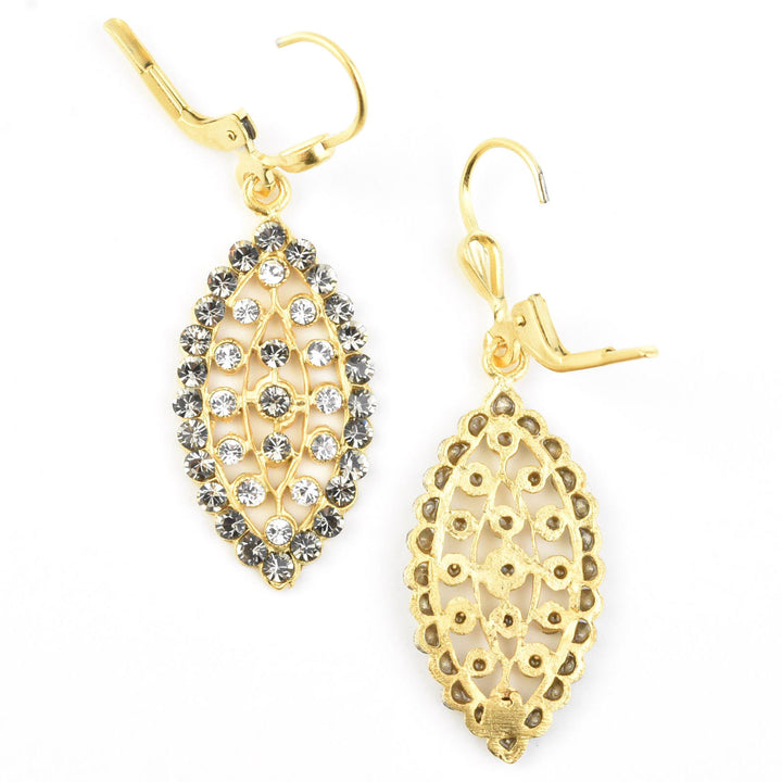 Crystal Almond Earrings in Grey Tones