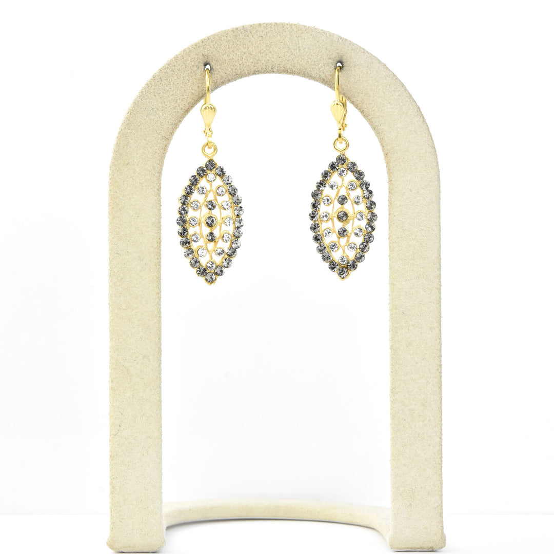 Crystal Almond Earrings in Grey Tones