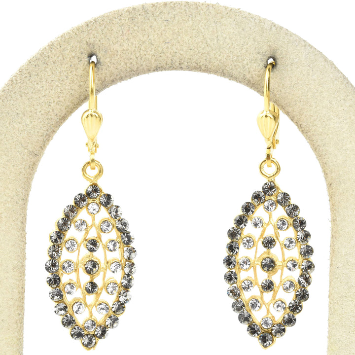 Crystal Almond Earrings in Grey Tones