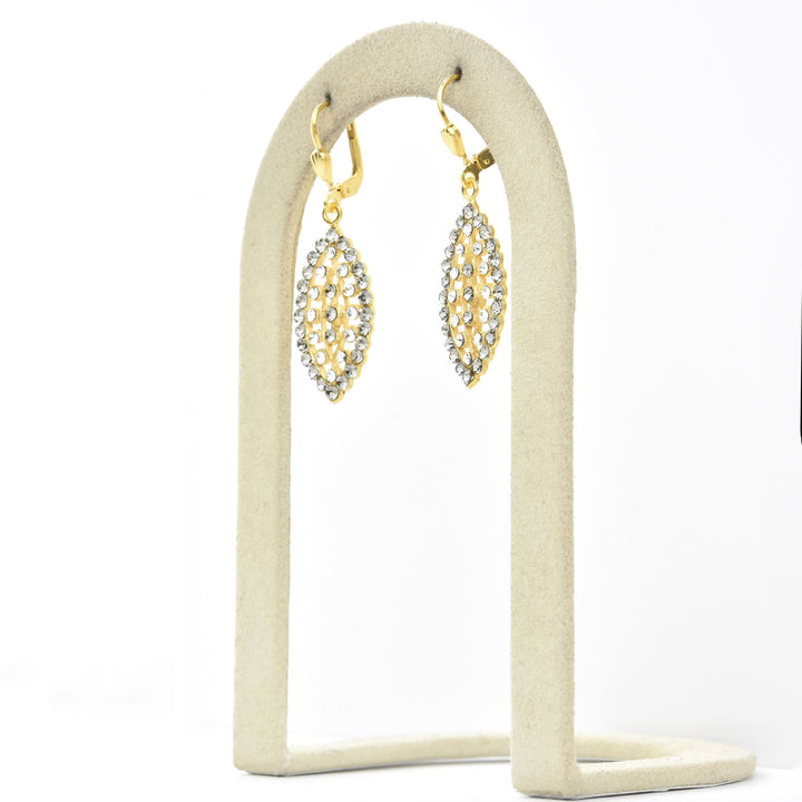 Crystal Almond Earrings in Grey Tones