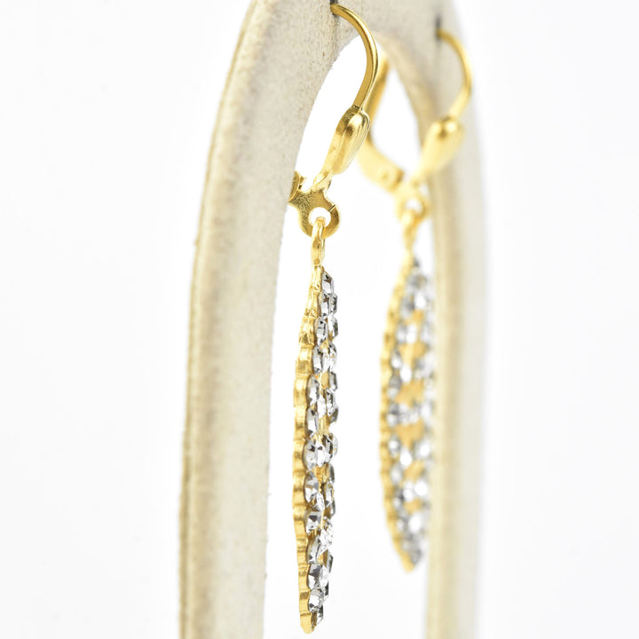Crystal Almond Earrings in Grey Tones