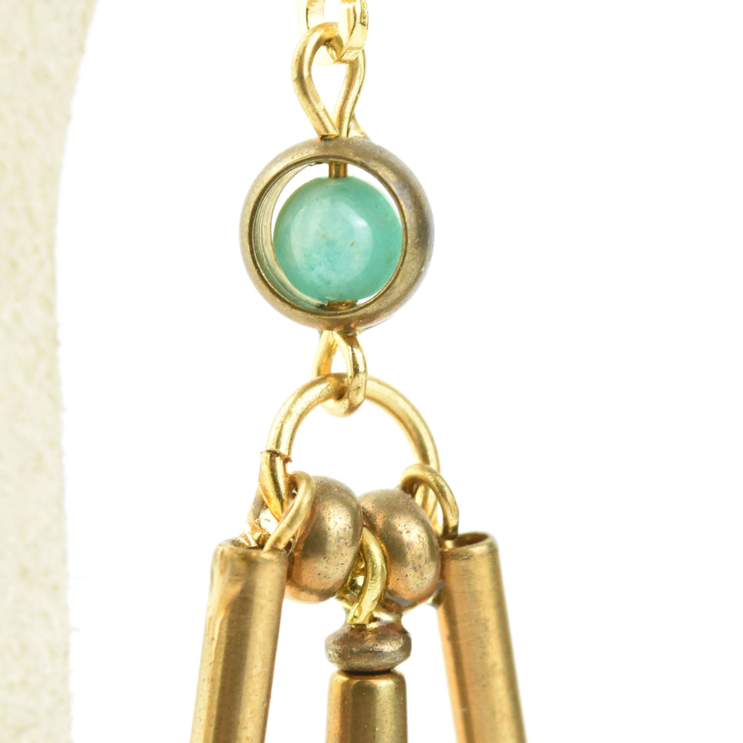 Amazonite and Brass Drop Earrings