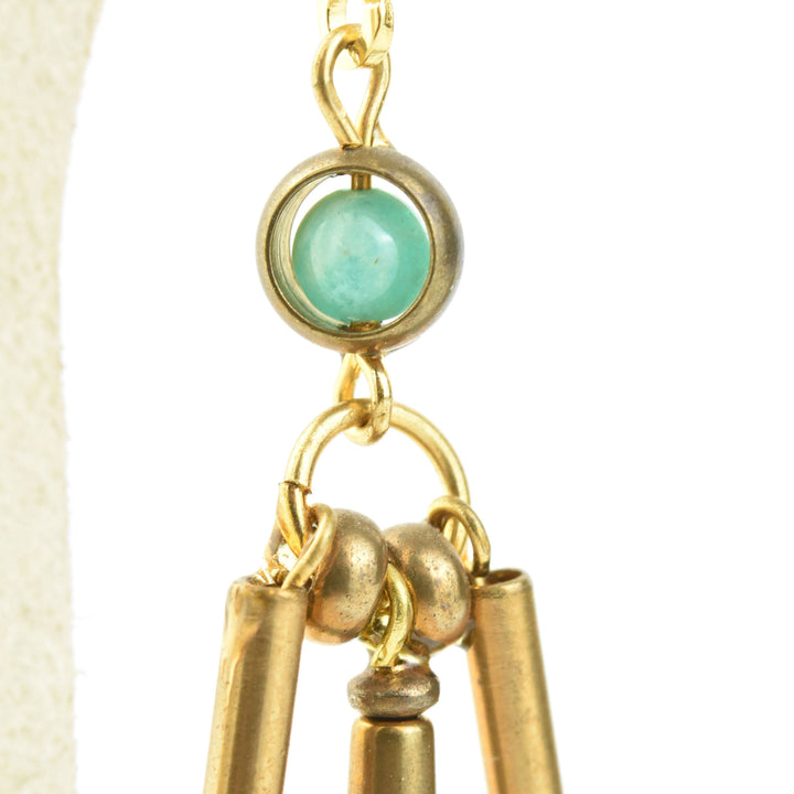 Amazonite and Brass Drop Earrings