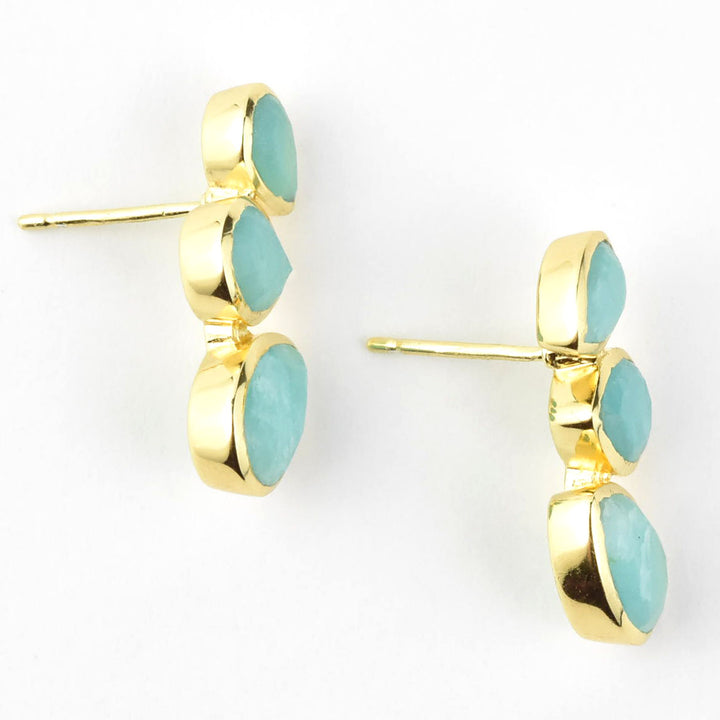 Amazonite Triple Teardrop Post Earrings