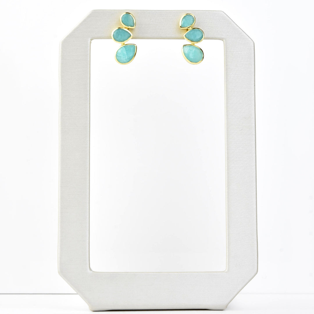 Amazonite Triple Teardrop Post Earrings