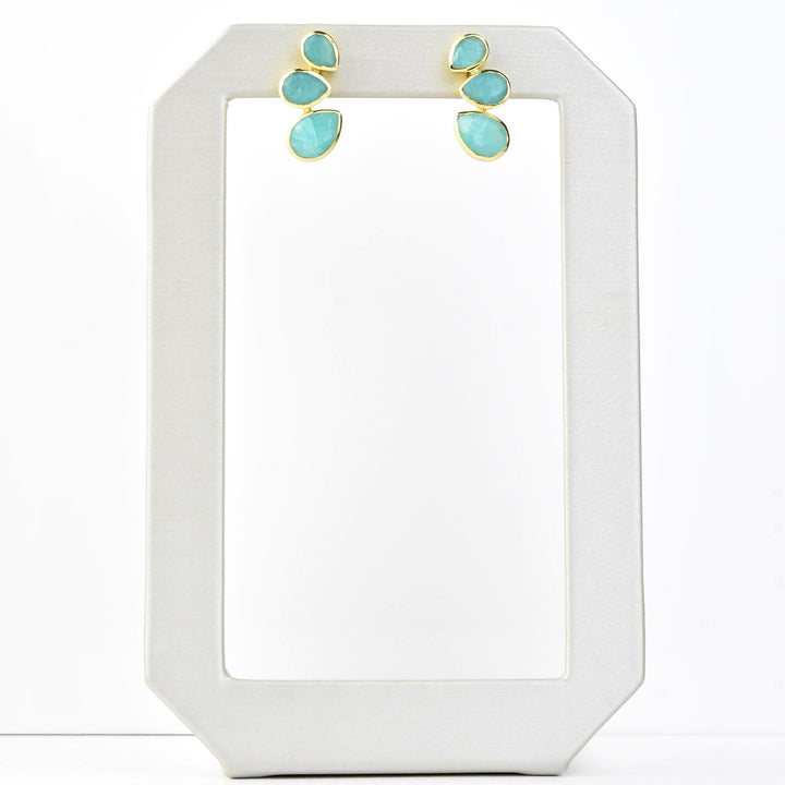 Amazonite Triple Teardrop Post Earrings