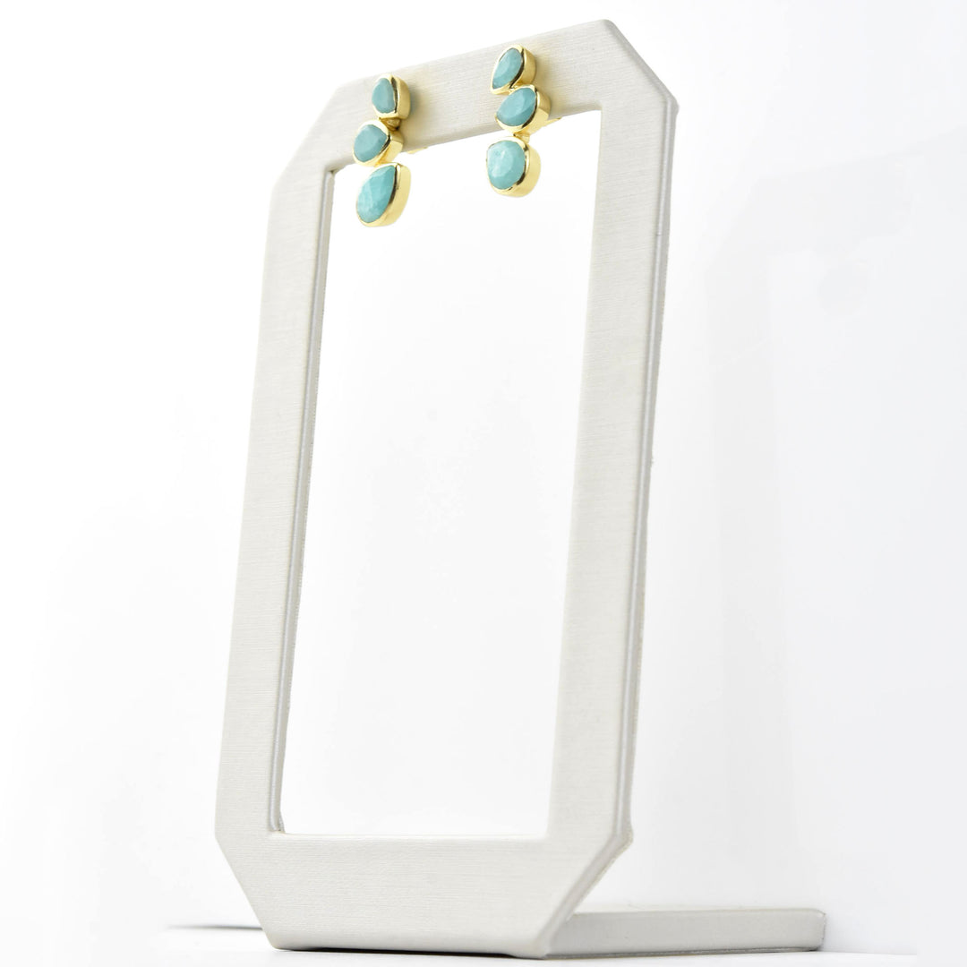 Amazonite Triple Teardrop Post Earrings