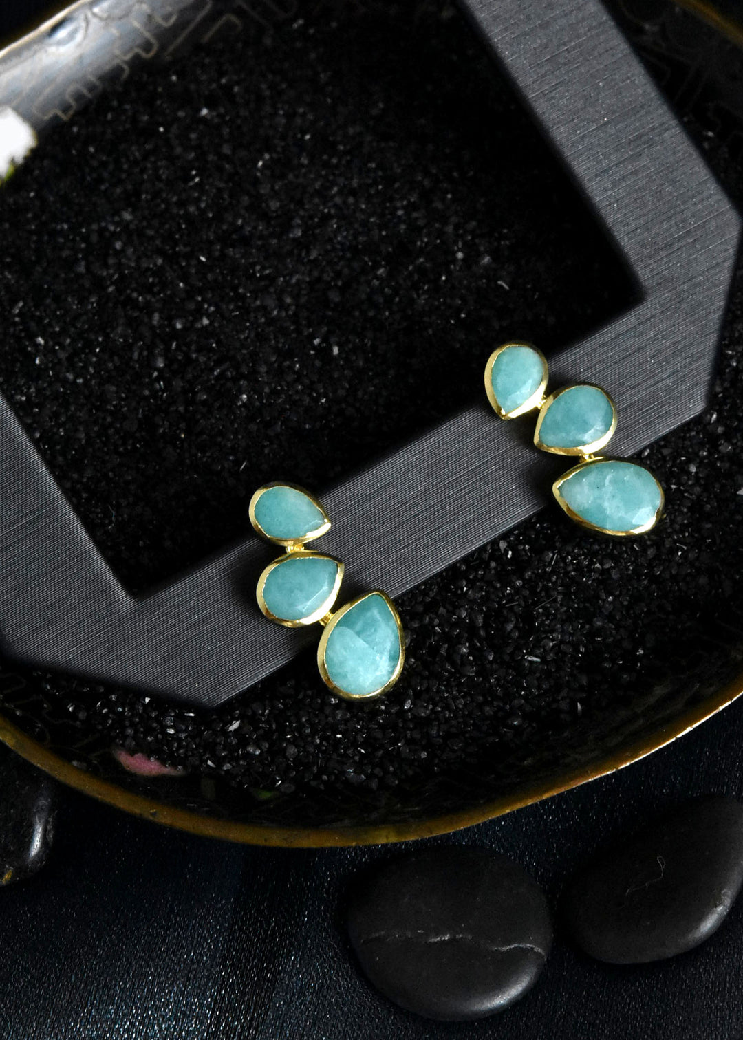 Amazonite Triple Teardrop Post Earrings