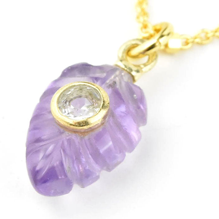 Carved Amethyst Leaf Necklace
