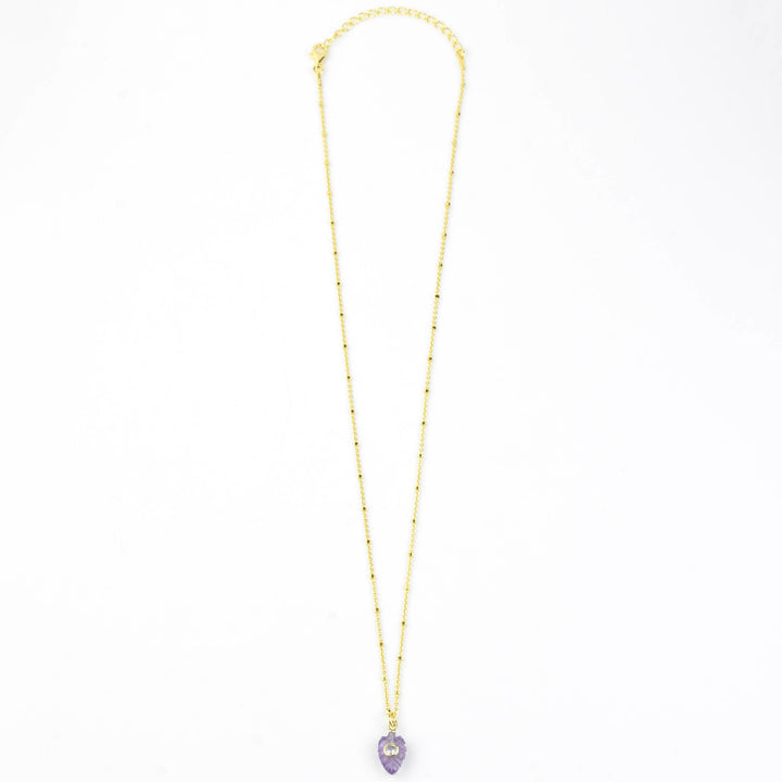 Carved Amethyst Leaf Necklace