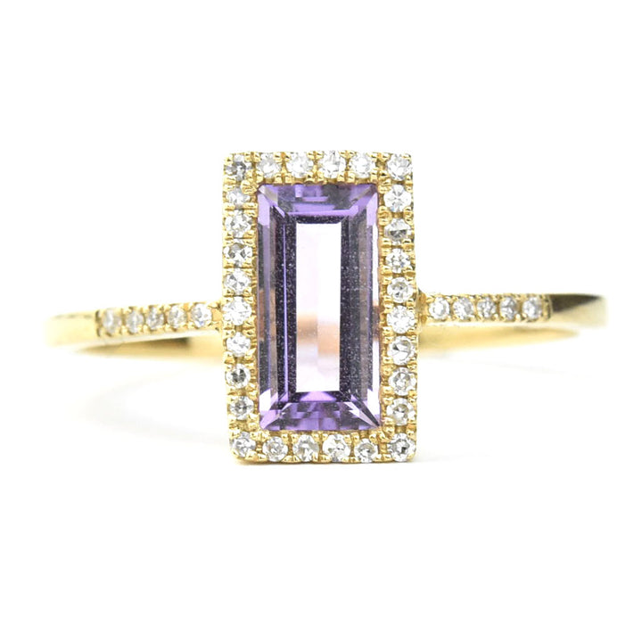 Amethyst and Diamond Ring in 14k Yellow Gold