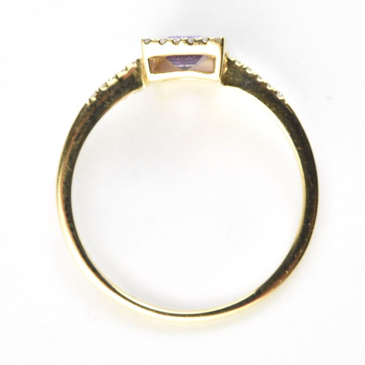 Amethyst and Diamond Ring in 14k Yellow Gold