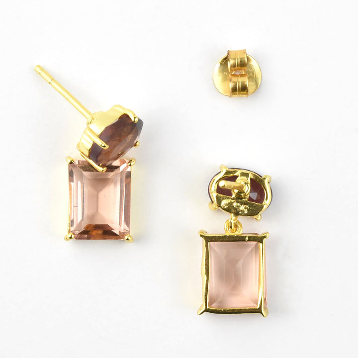 Amy Morganite and Garnet Earrings - Goldmakers Fine Jewelry