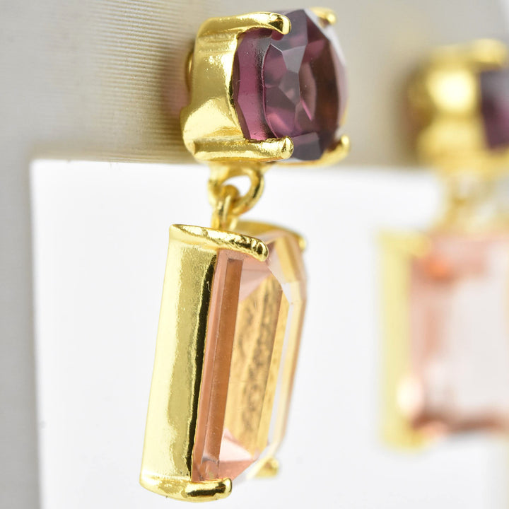 Amy Morganite and Garnet Earrings - Goldmakers Fine Jewelry