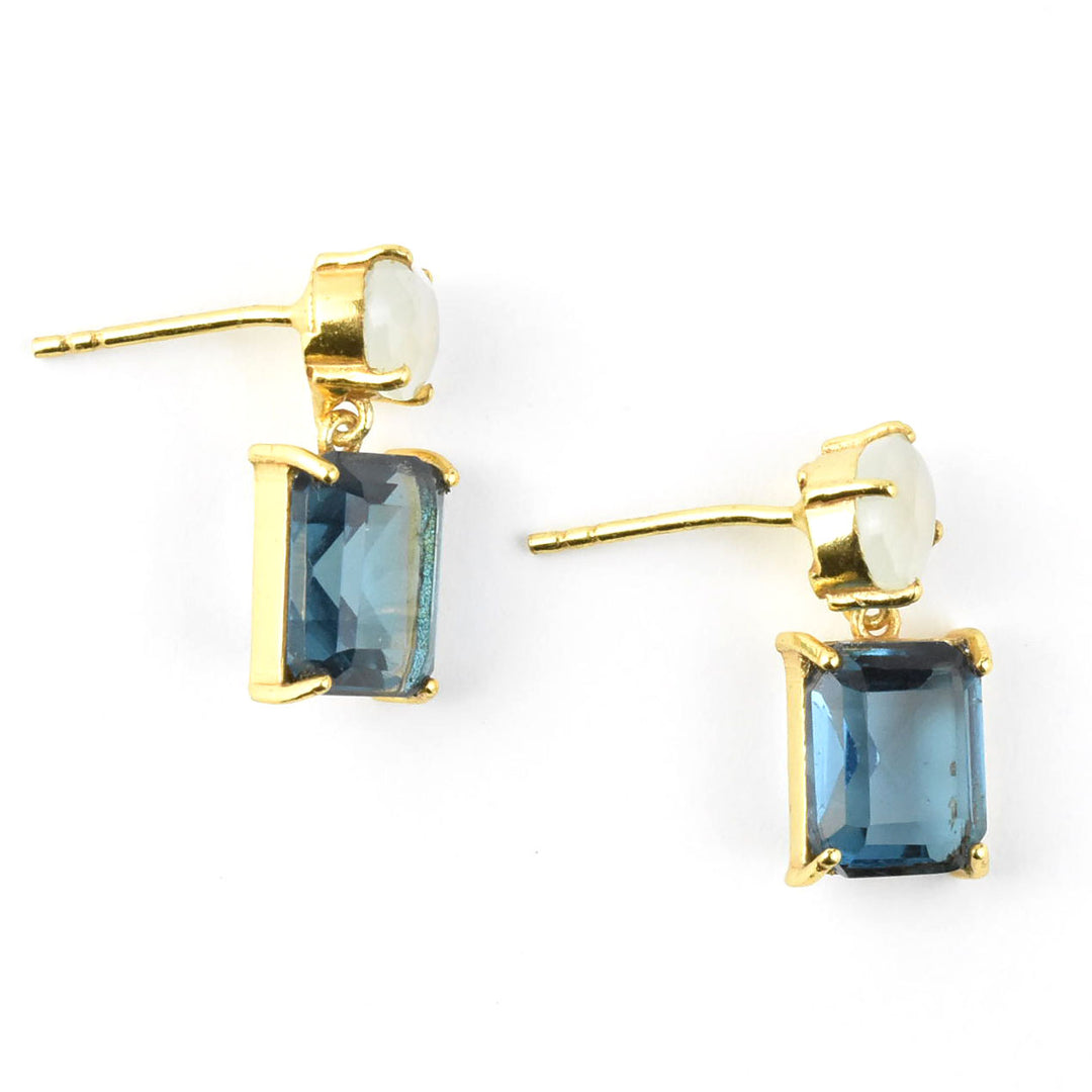 Amy Aqua Chalcedony and Iolite Earrings