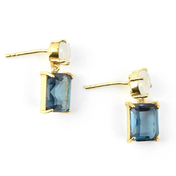 Amy Aqua Chalcedony and Iolite Earrings