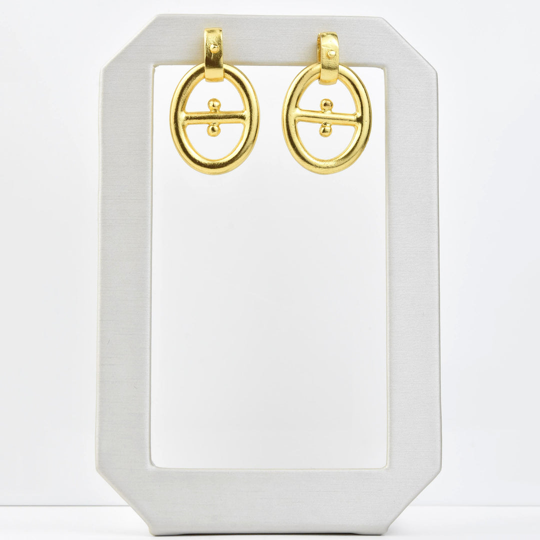 Gold Plated Anchor Chain Link Earrings - Goldmakers Fine Jewelry