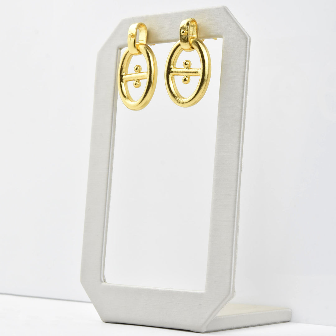 Gold Plated Anchor Chain Link Earrings - Goldmakers Fine Jewelry