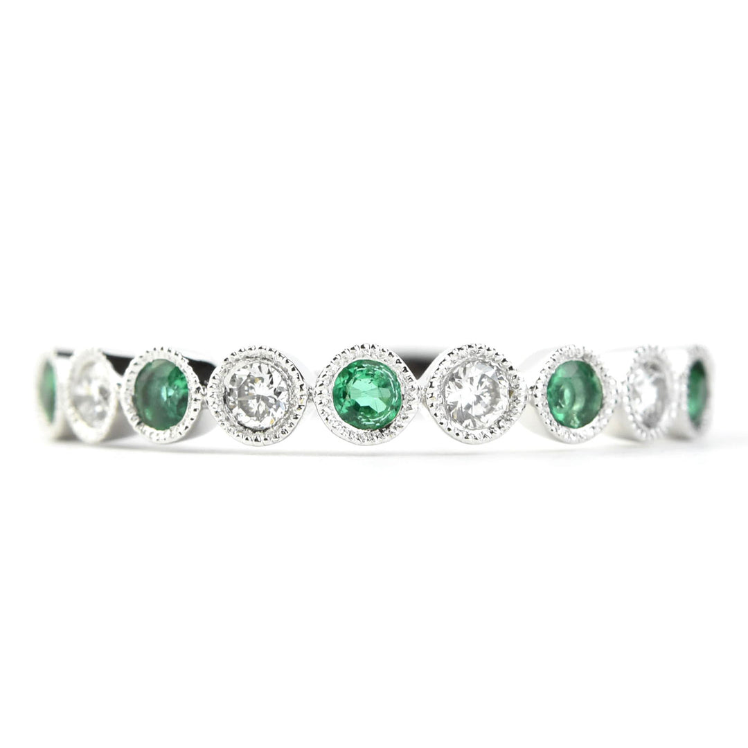 Petite Diamond and Emerald White Gold Ring