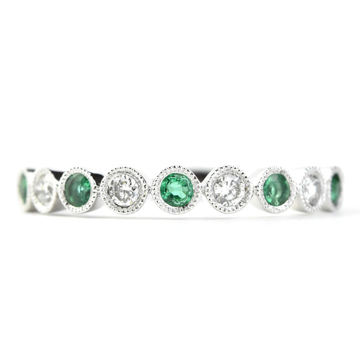 Petite Diamond and Emerald White Gold Ring