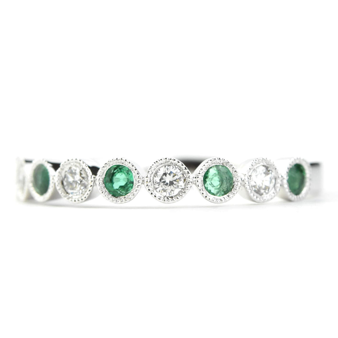 Petite Diamond and Emerald White Gold Ring
