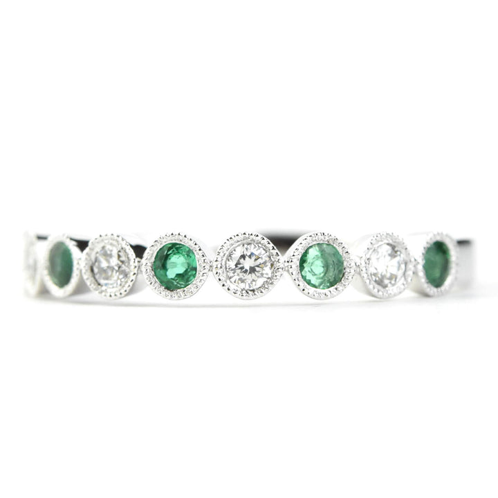 Petite Diamond and Emerald White Gold Ring