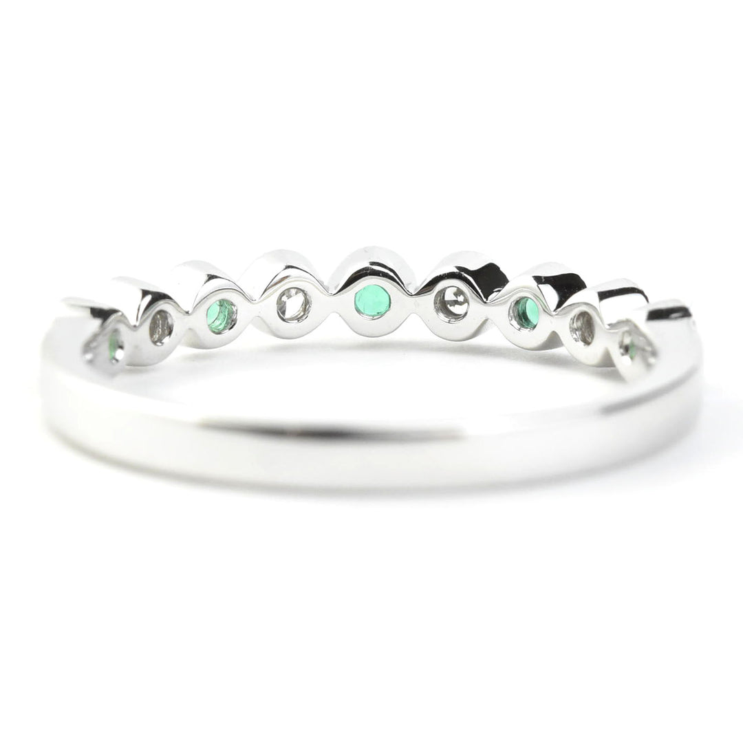 Petite Diamond and Emerald White Gold Ring