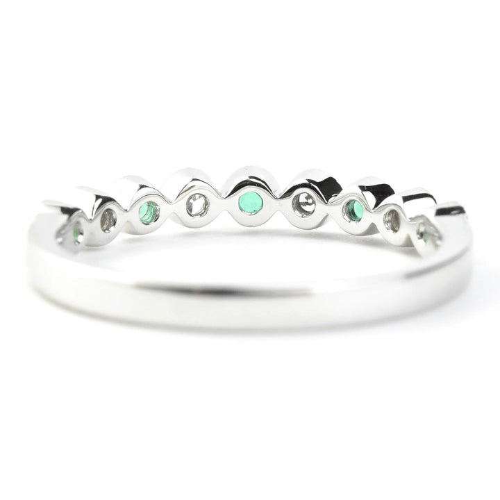 Petite Diamond and Emerald White Gold Ring