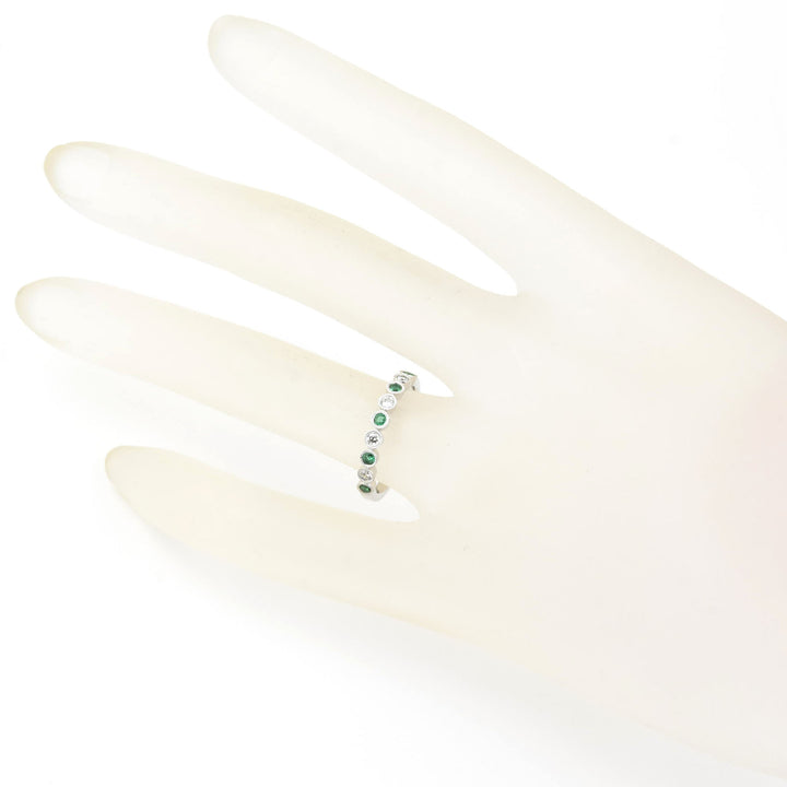 Petite Diamond and Emerald White Gold Ring