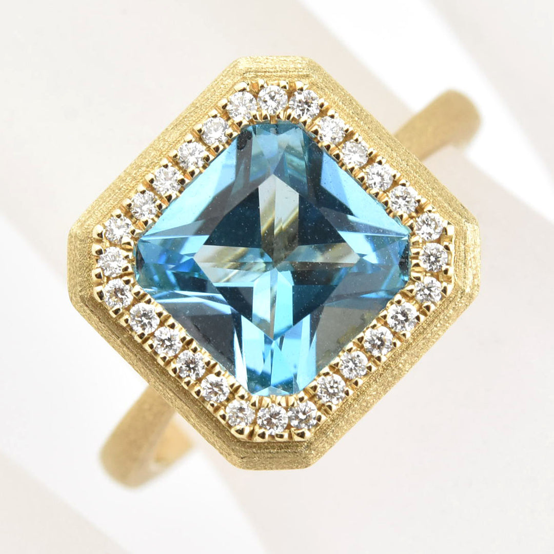 The Andrina: Blue Topaz and Diamond Ring - Goldmakers Fine Jewelry