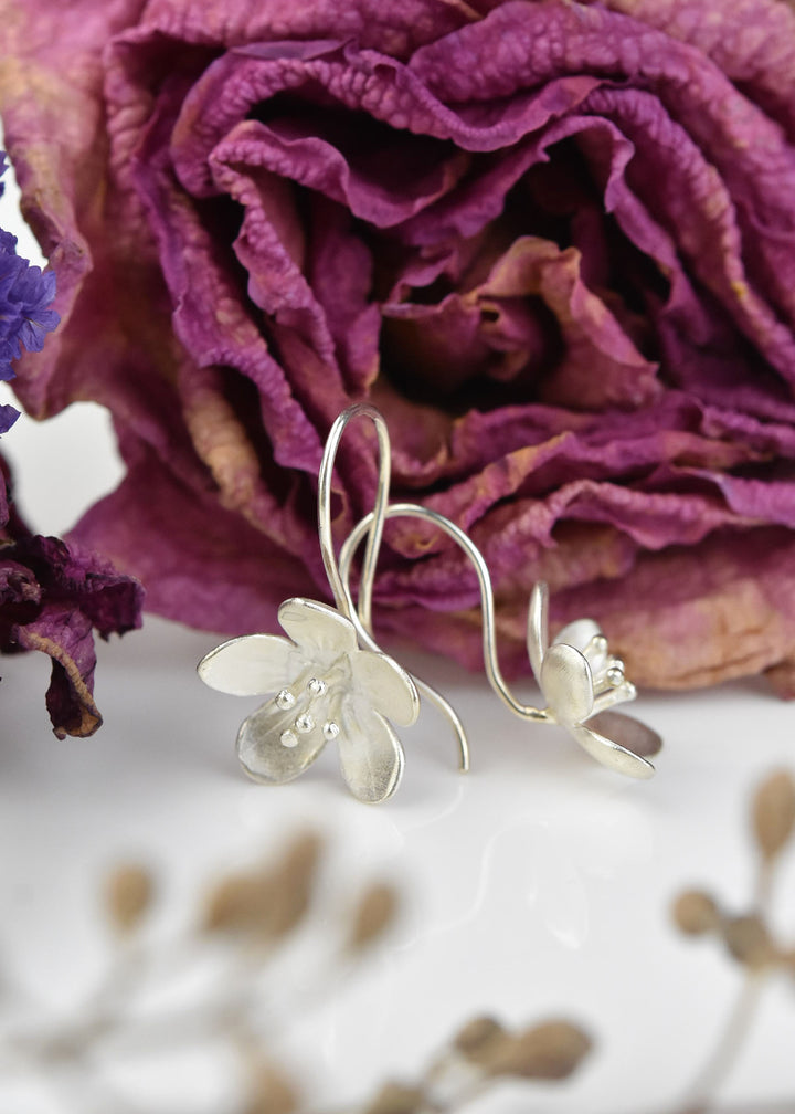 Apple Blossom Wire Drop Earrings - Goldmakers Fine Jewelry