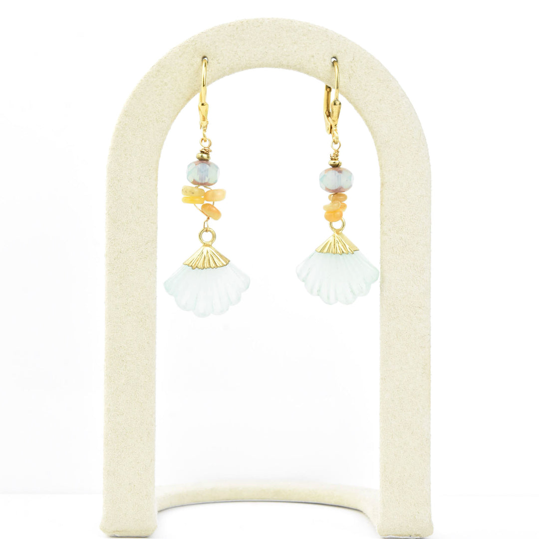 Aqua Chalcedony Fan Earrings
