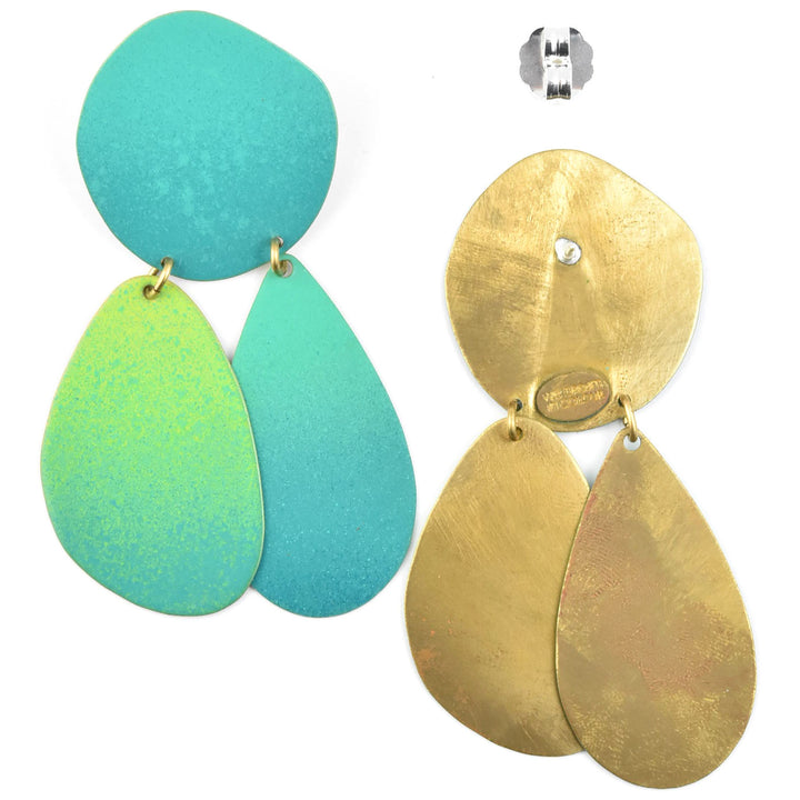 Aqua Triple Pebble Earrings