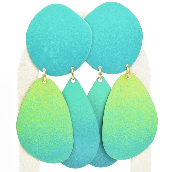 Aqua Triple Pebble Earrings