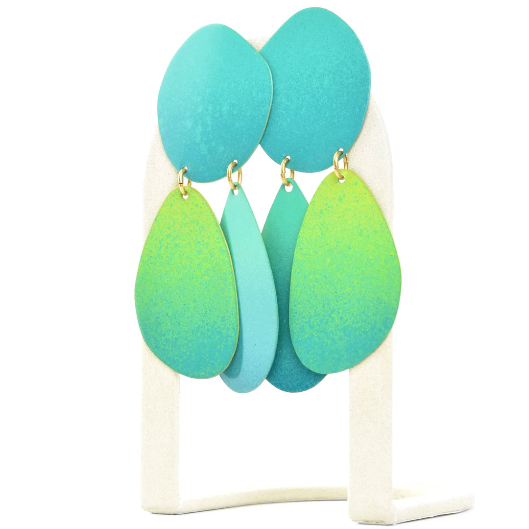 Aqua Triple Pebble Earrings