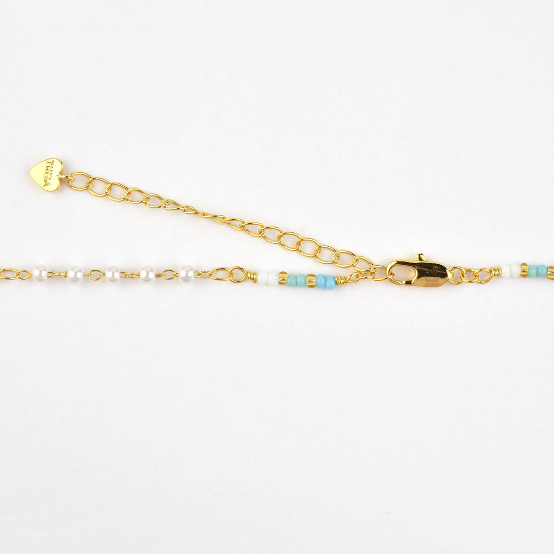 Aria Beaded Pearl and Turquoise Necklace - Goldmakers Fine Jewelry