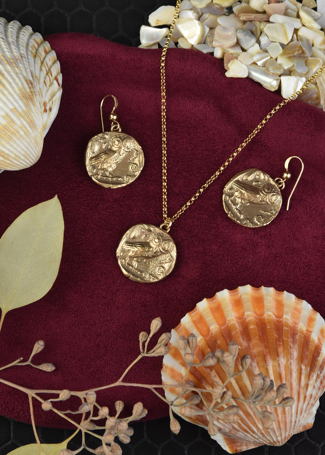 Athena's Owl Coin Earrings