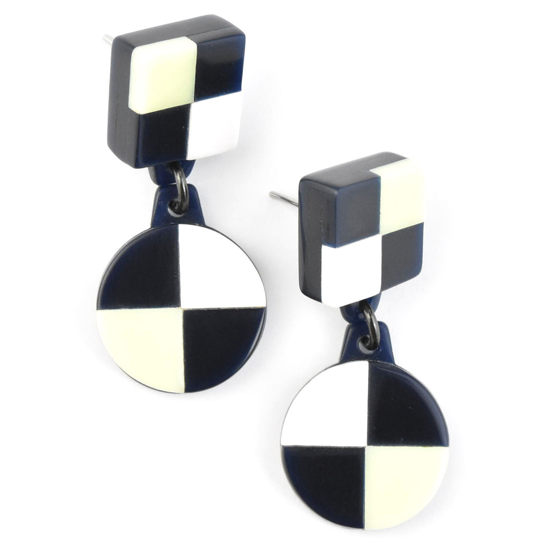 Aurora AM Checkered Dangles, Navy & White
