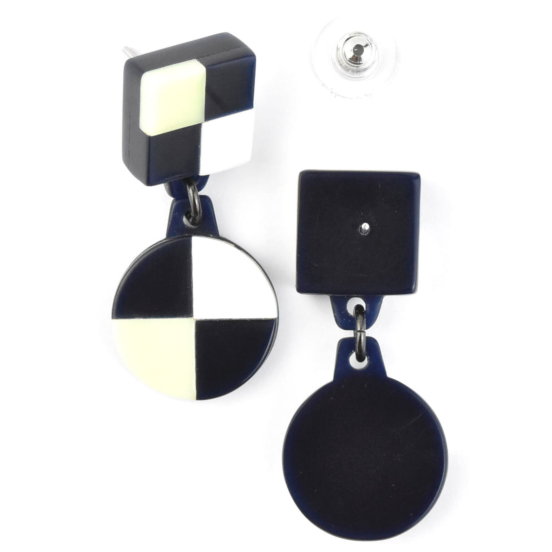 Aurora AM Checkered Dangles, Navy & White