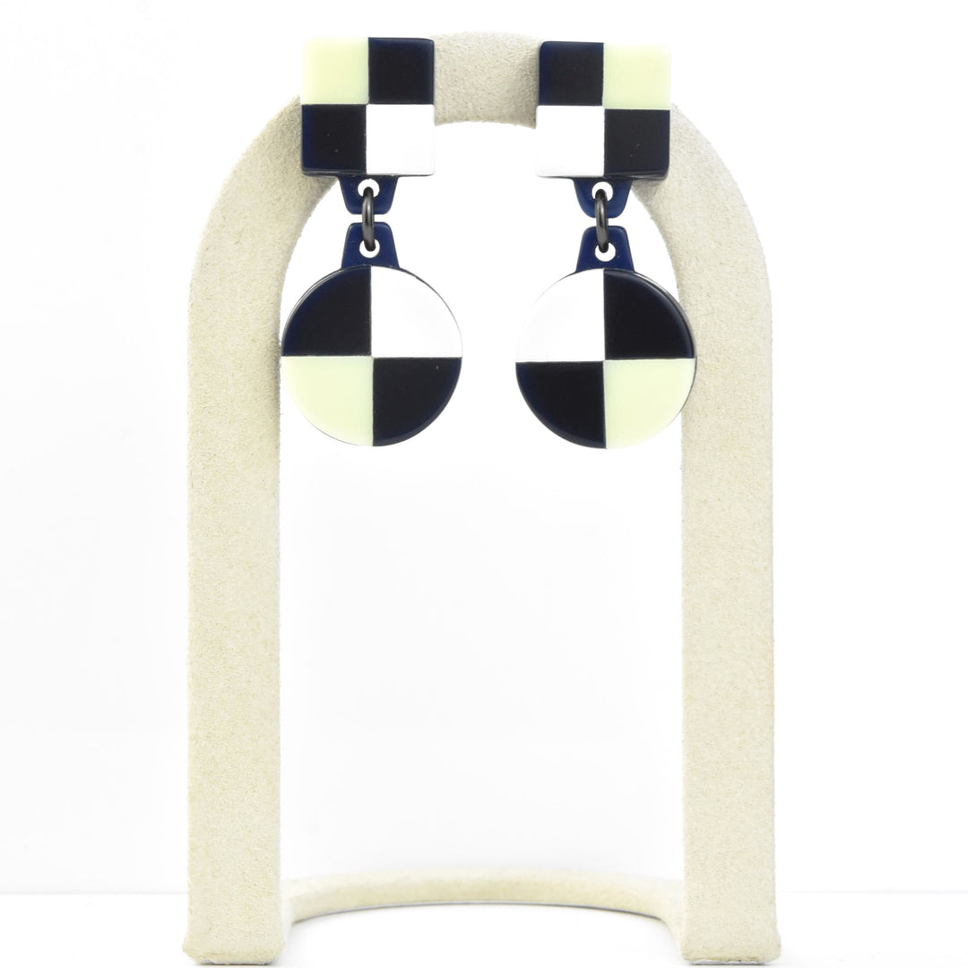 Aurora AM Checkered Dangles, Navy & White