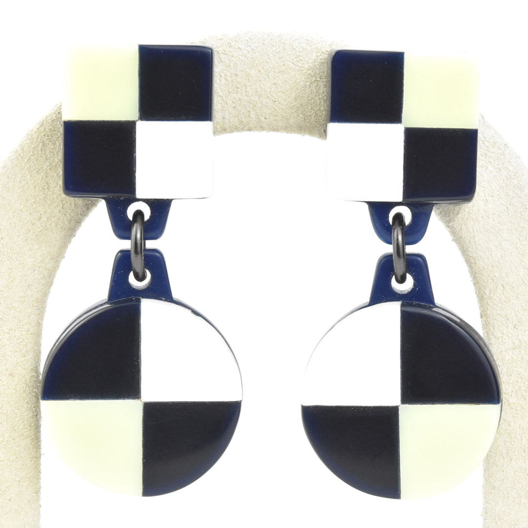 Aurora AM Checkered Dangles, Navy & White